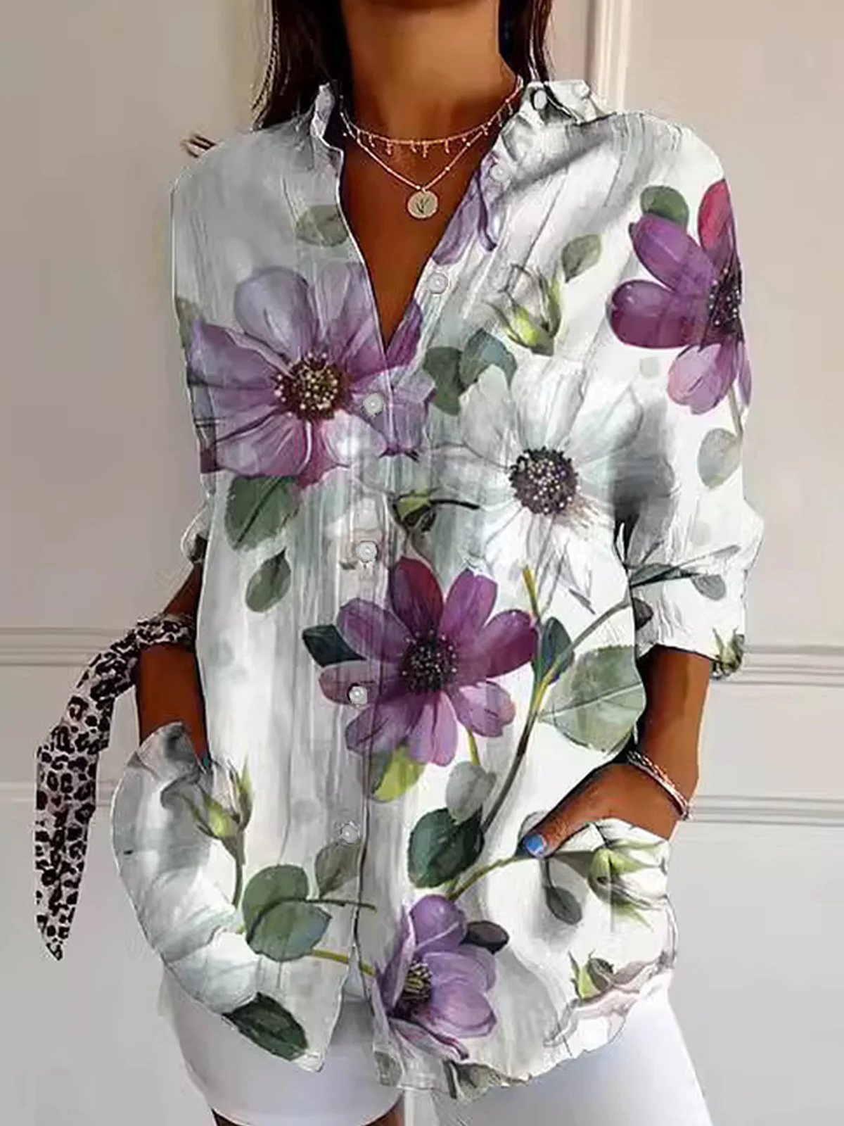 Casual Shirt Collar Floral Shirt