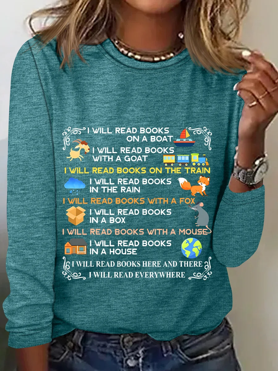 I Will Read Books On A Boat Everywhere Reading Read Books Casual Long Sleeve Shirt