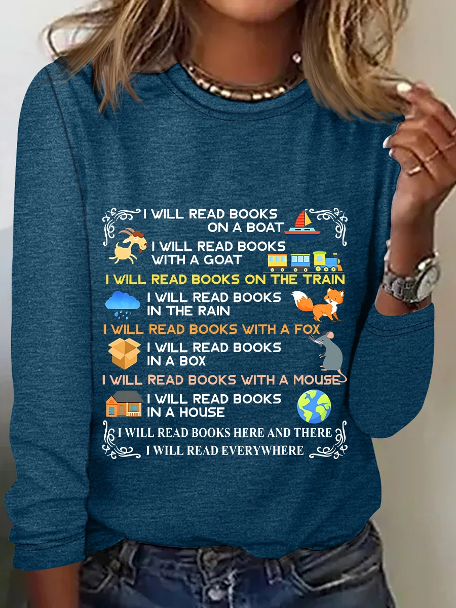 I Will Read Books On A Boat Everywhere Reading Read Books Casual Long Sleeve Shirt