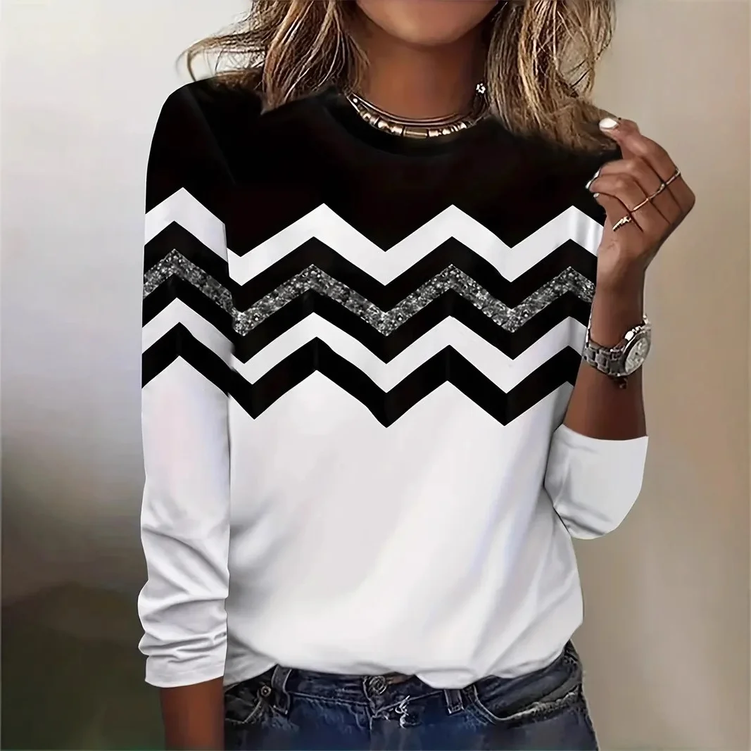 Casual Loose Geometric Crew Neck T-Shirt