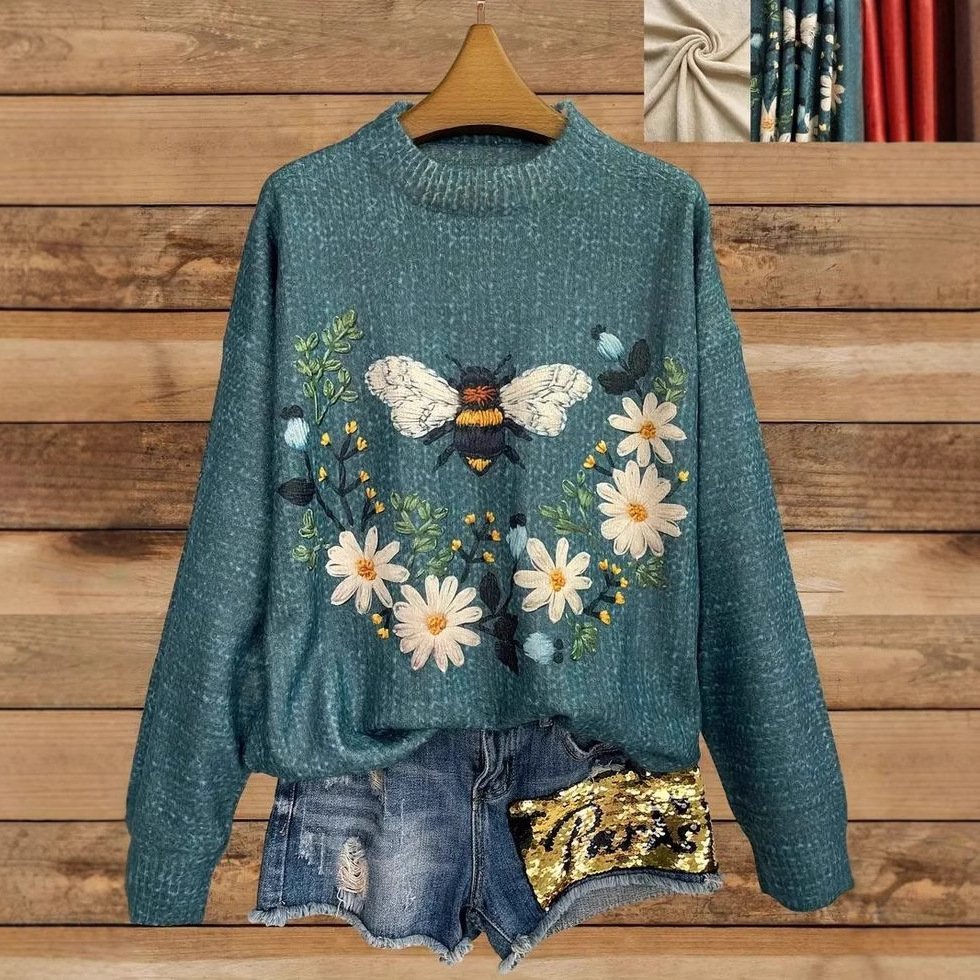 Animal Crew Neck Loose Casual Sweatshirt