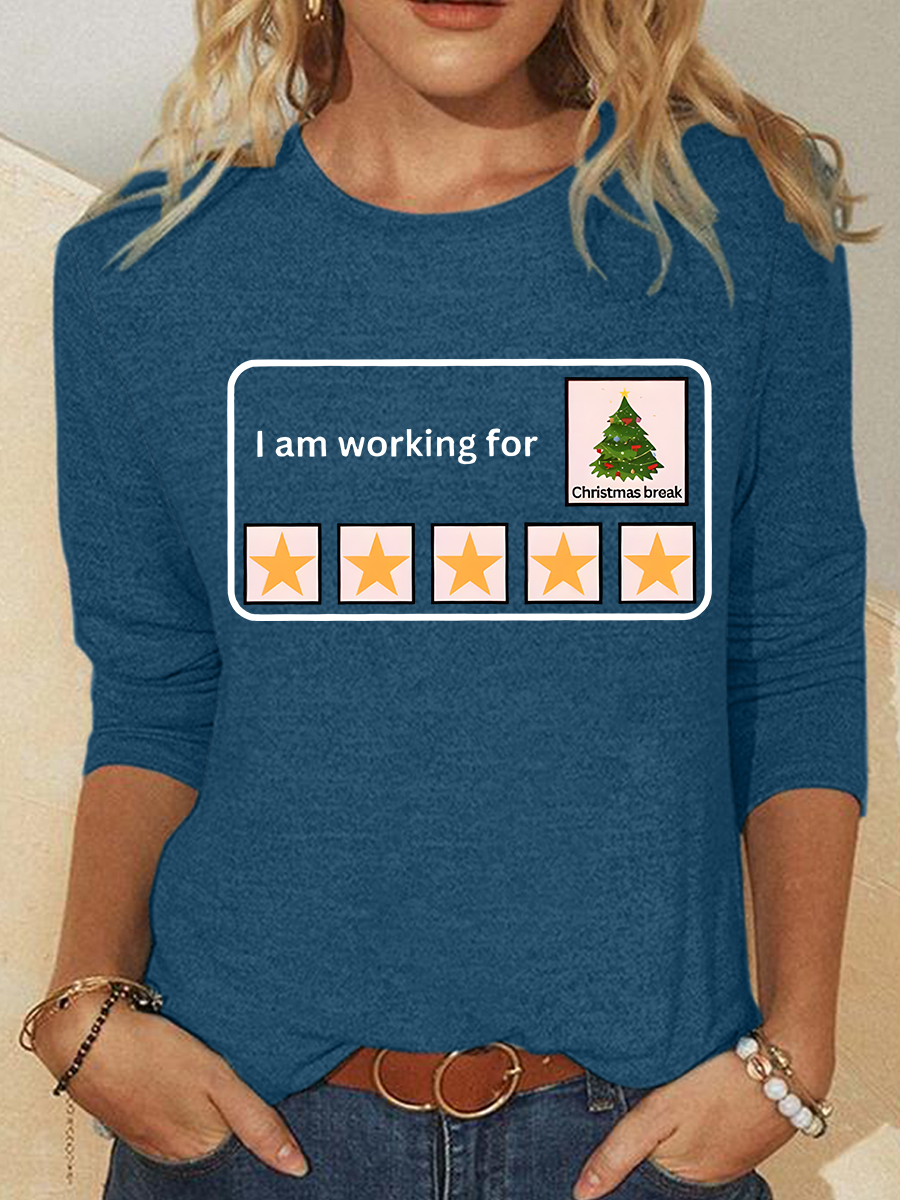 I Am Working For Christmas Break Casual Long Sleeve Shirt