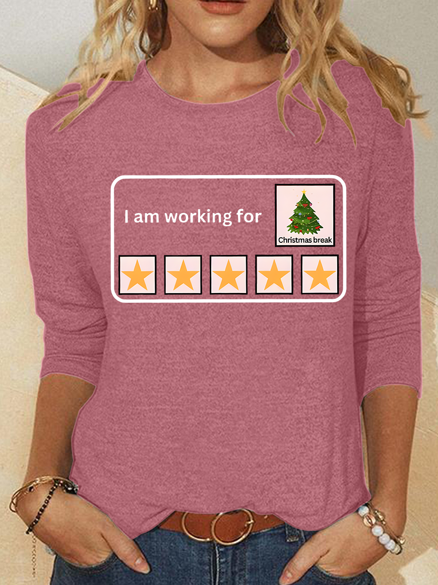 I Am Working For Christmas Break Casual Long Sleeve Shirt