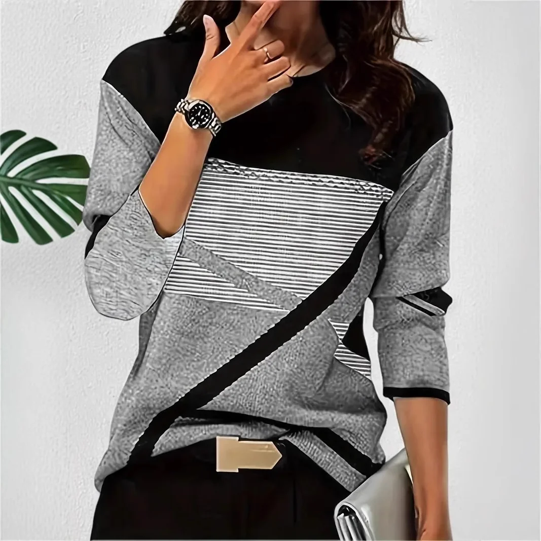 Casual Loose Geometric Crew Neck T-Shirt