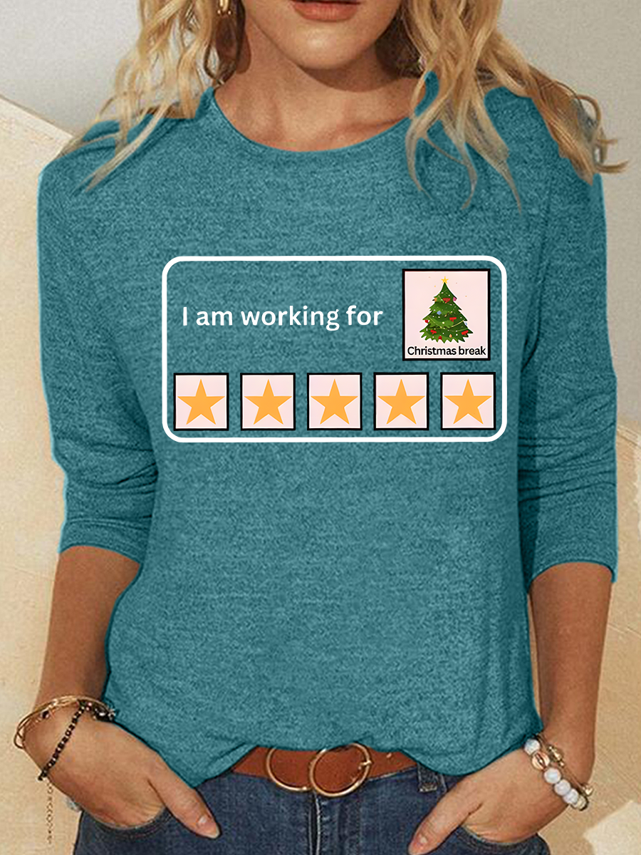 I Am Working For Christmas Break Casual Long Sleeve Shirt