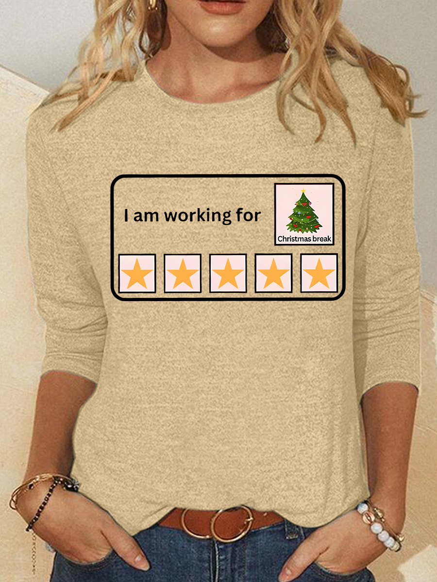 I Am Working For Christmas Break Casual Long Sleeve Shirt