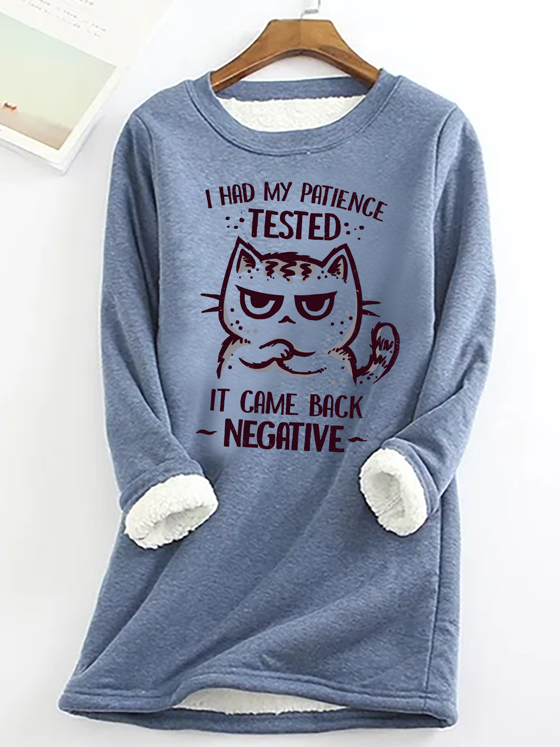 Patience Tested Casual Fluff Fleece Fabric Sweatshirt