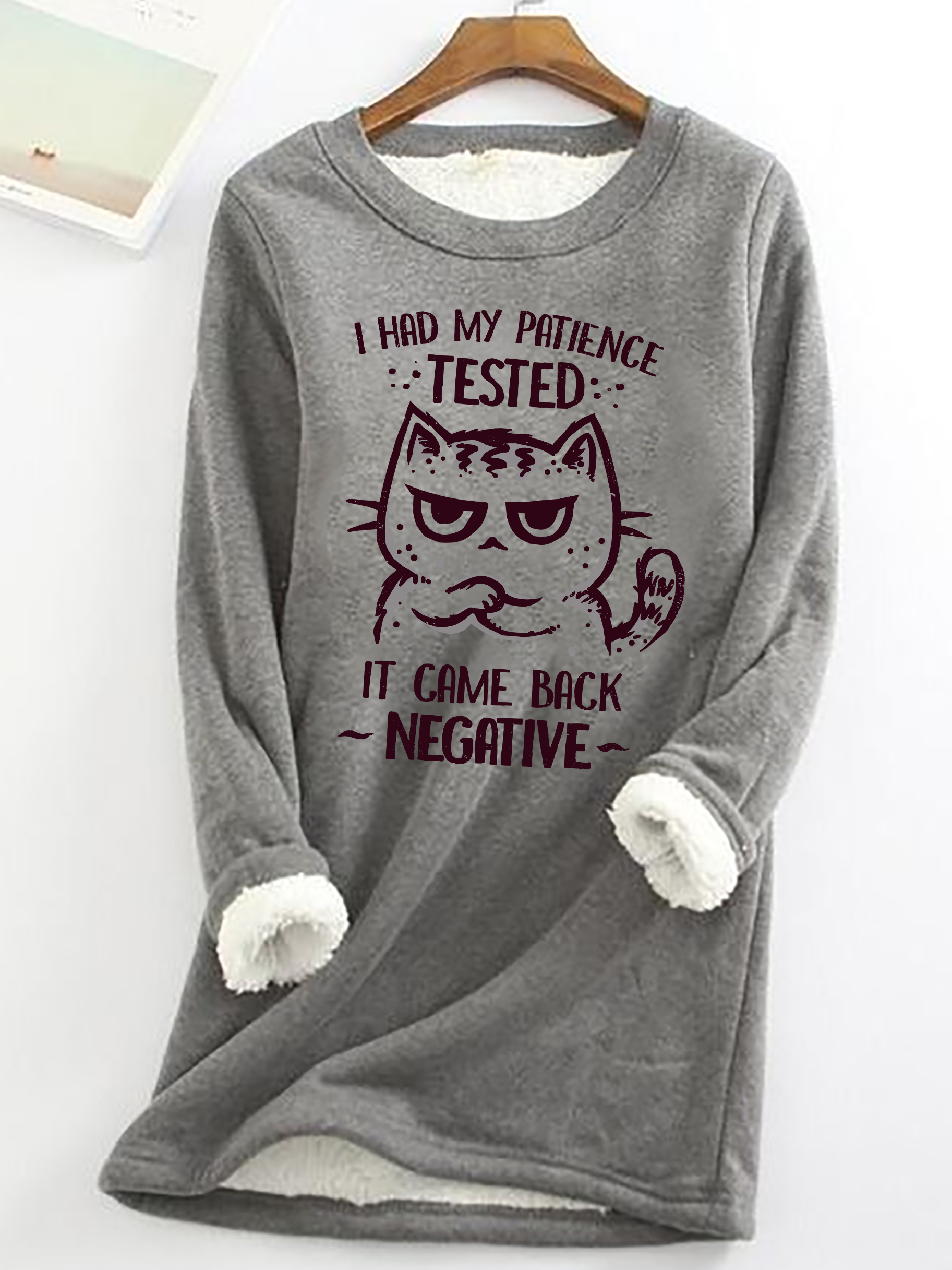 Patience Tested Casual Fluff Fleece Fabric Sweatshirt