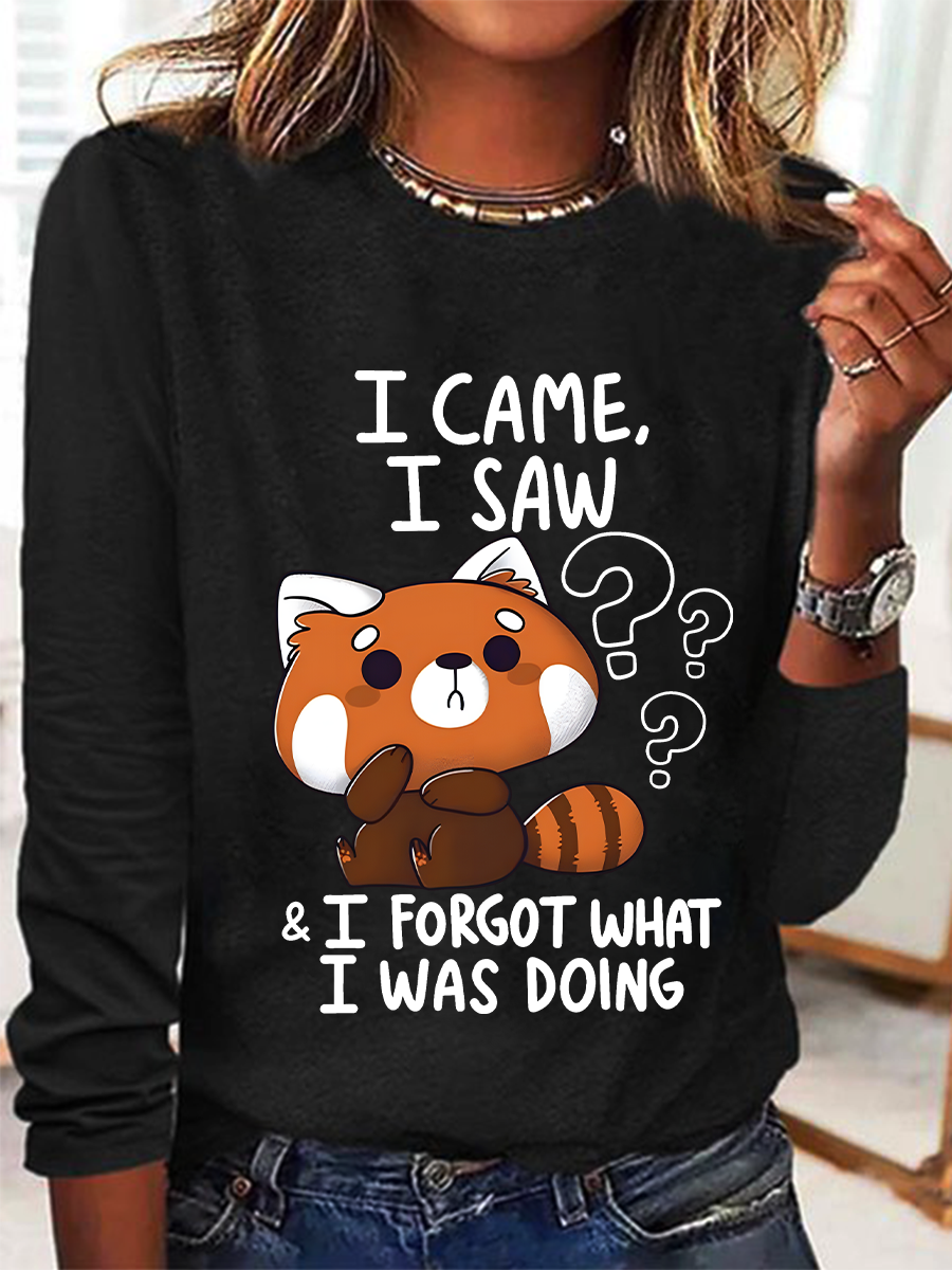 Forgetful Red Panda Casual Long Sleeve Shirt