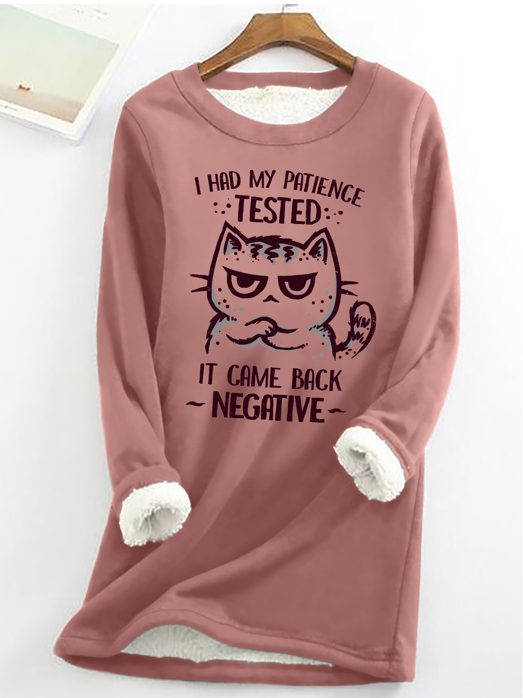 Patience Tested Casual Fluff Fleece Fabric Sweatshirt