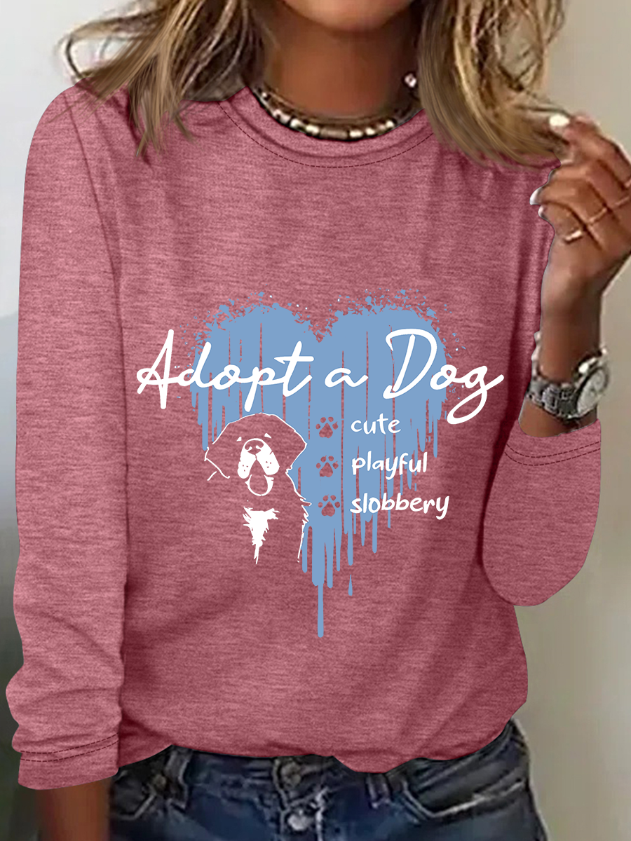 Cute But Slobbery Casual Long Sleeve Shirt