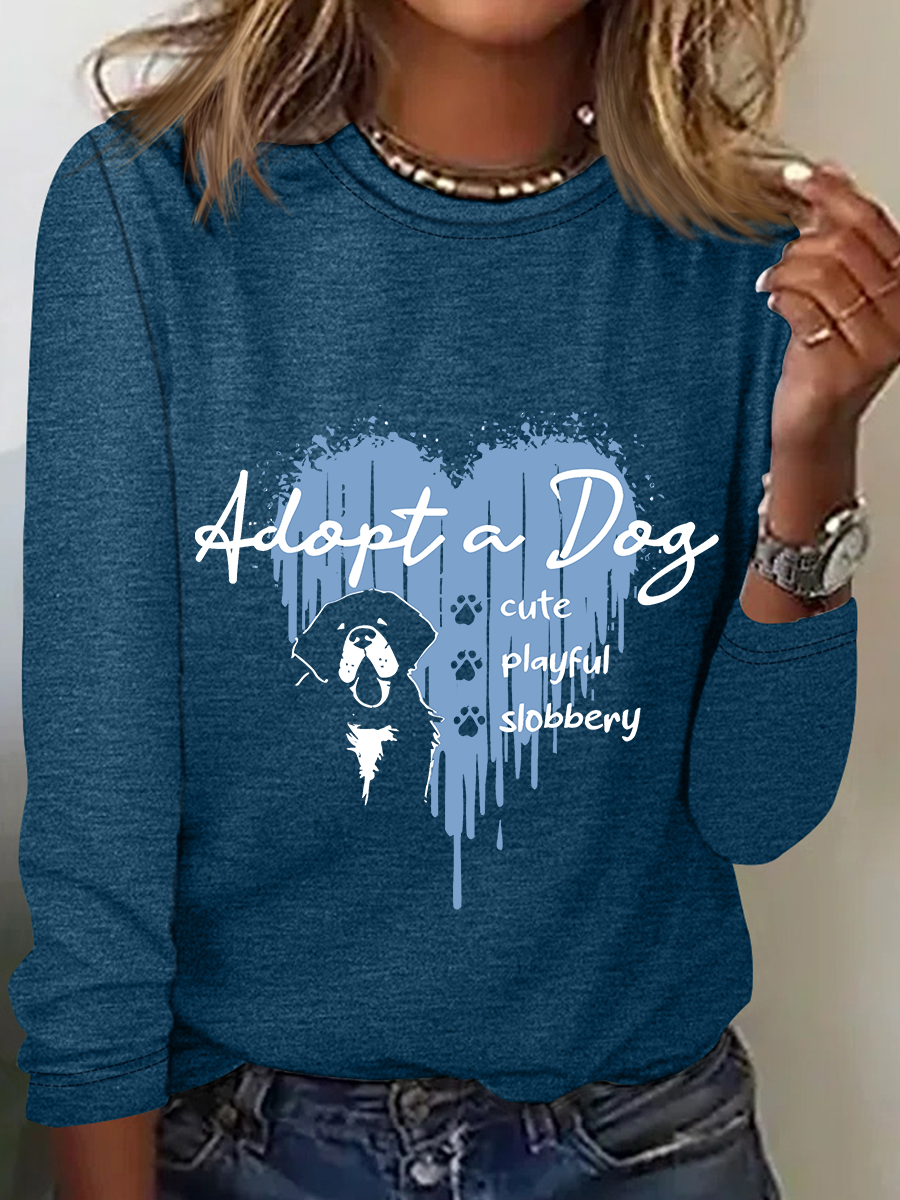 Cute But Slobbery Casual Long Sleeve Shirt