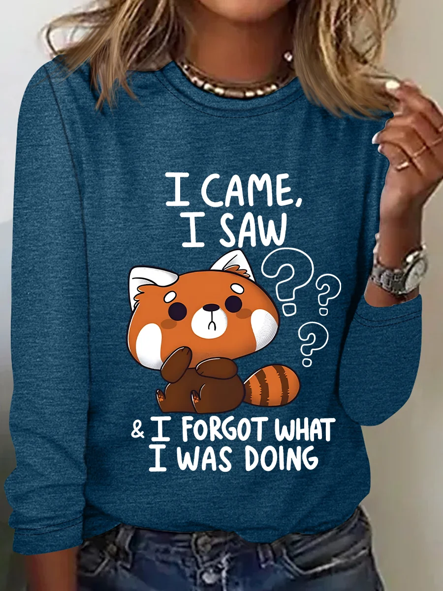 Forgetful Red Panda Casual Long Sleeve Shirt