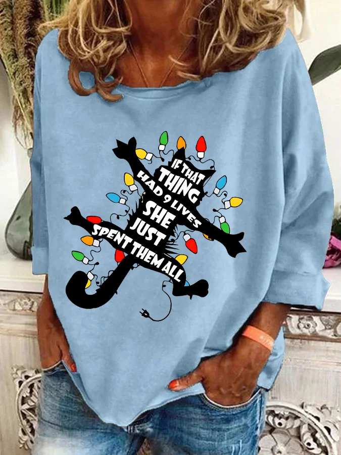 Griswold Cat Wrapped In Christmas Lights Casual Sweatshirt