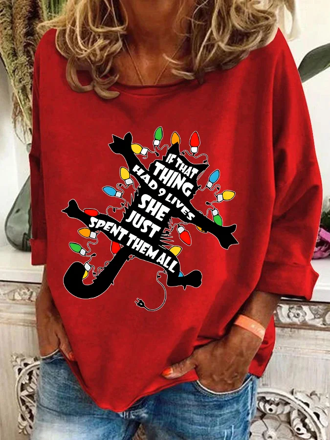 Griswold Cat Wrapped In Christmas Lights Casual Sweatshirt