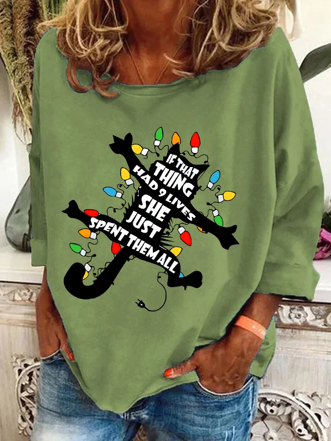 Griswold Cat Wrapped In Christmas Lights Casual Sweatshirt