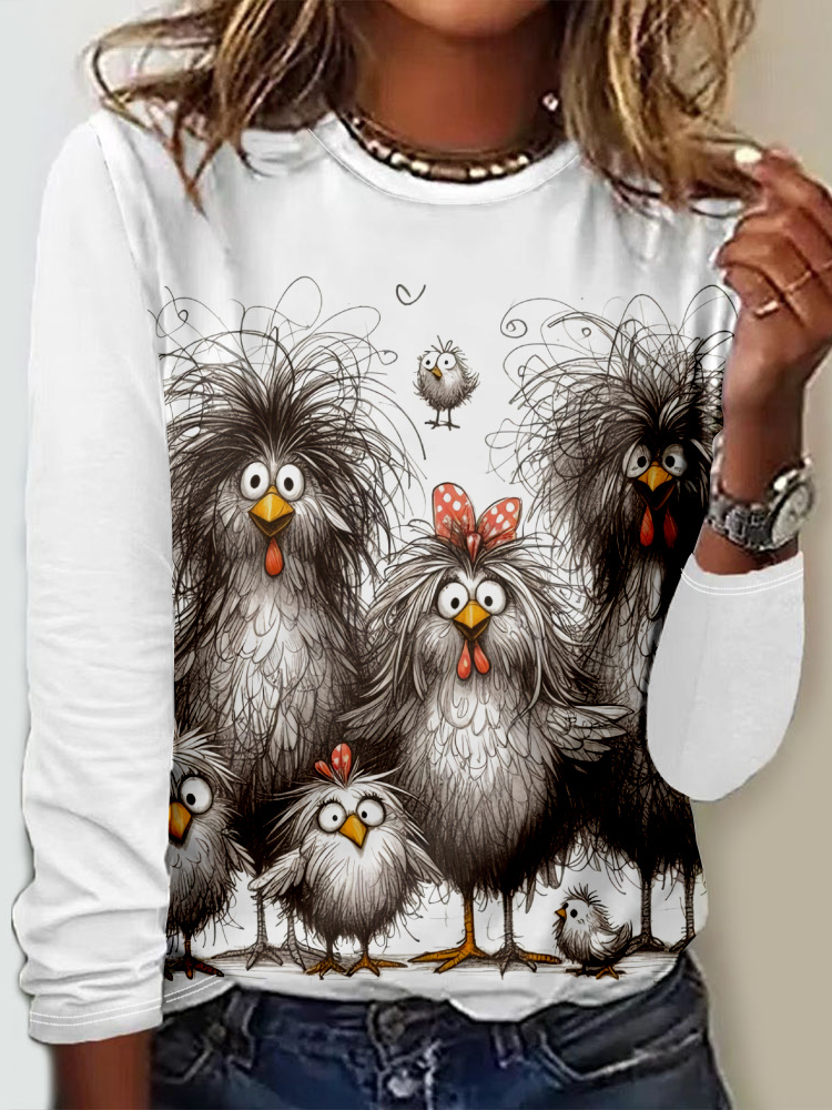 Animal Crew Neck Loose Casual T-Shirt