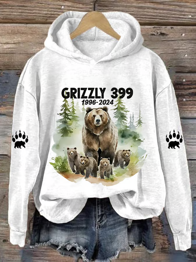 Women's Grizzly 399 Printed Casual Hoodie