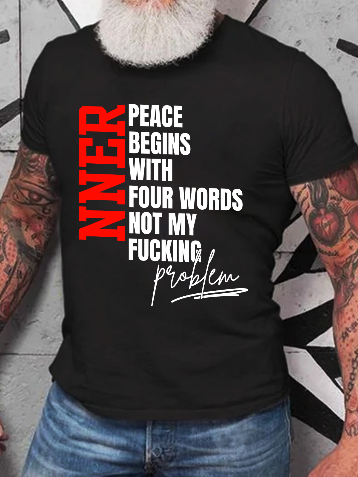 Inner Peace Begins With Four Words Funny Quote Sassy Cotton T-Shirt