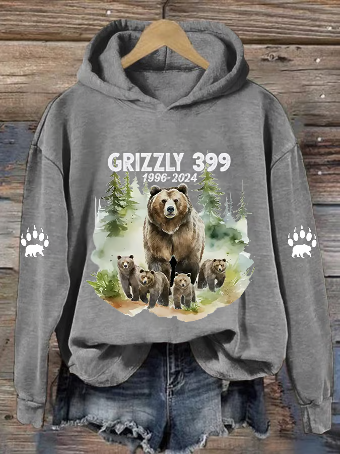 Women's Grizzly 399 Printed Casual Hoodie