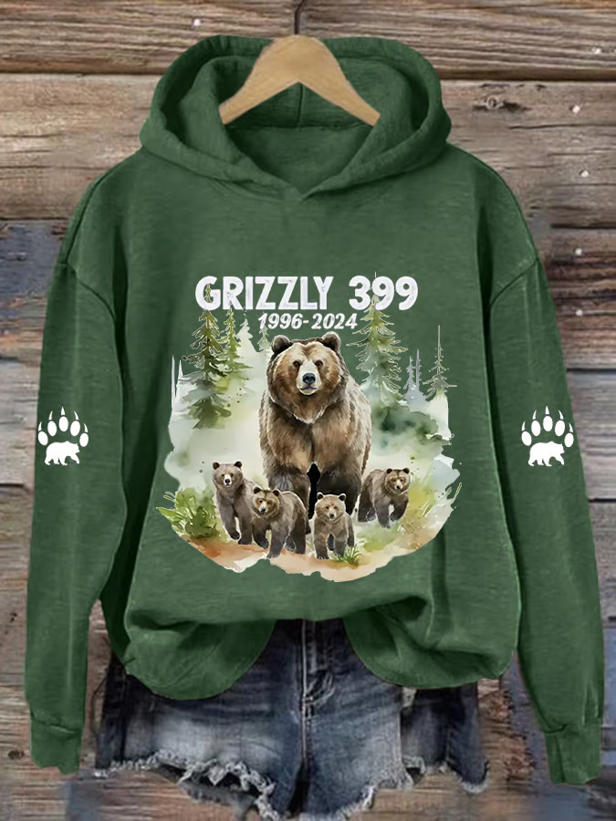 Women's Grizzly 399 Printed Casual Hoodie