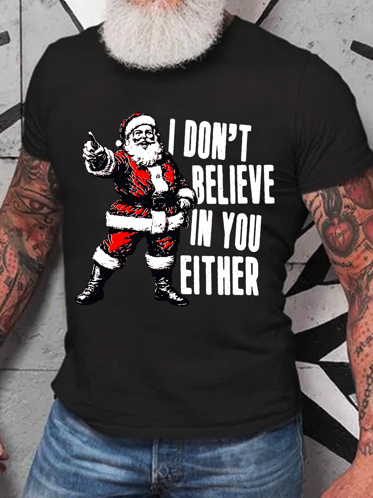 I Don't Believe In You Either Christmas Cotton T-Shirts