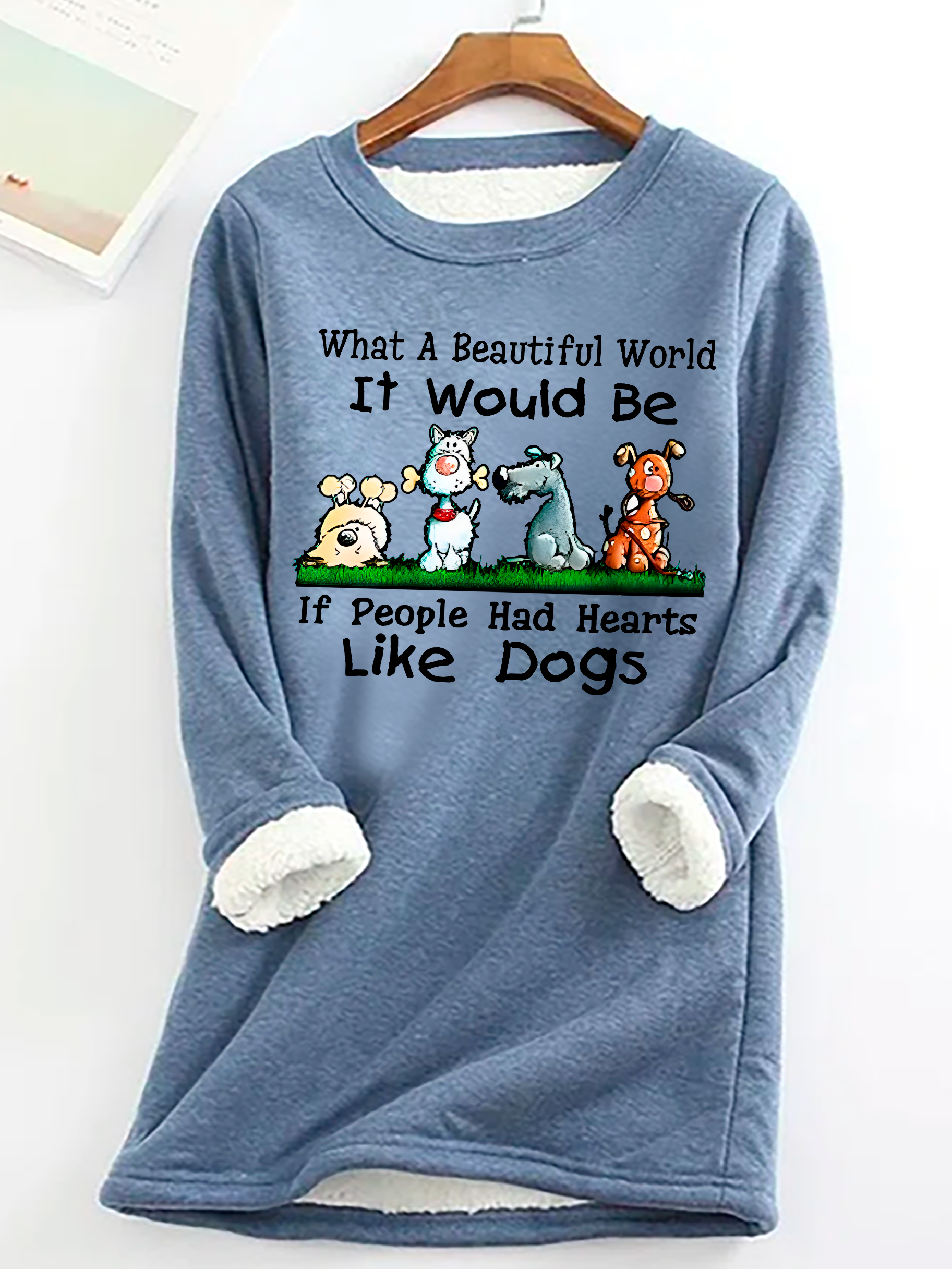 Dog Lovers Casual Fluff Fleece Fabric Sweatshirt