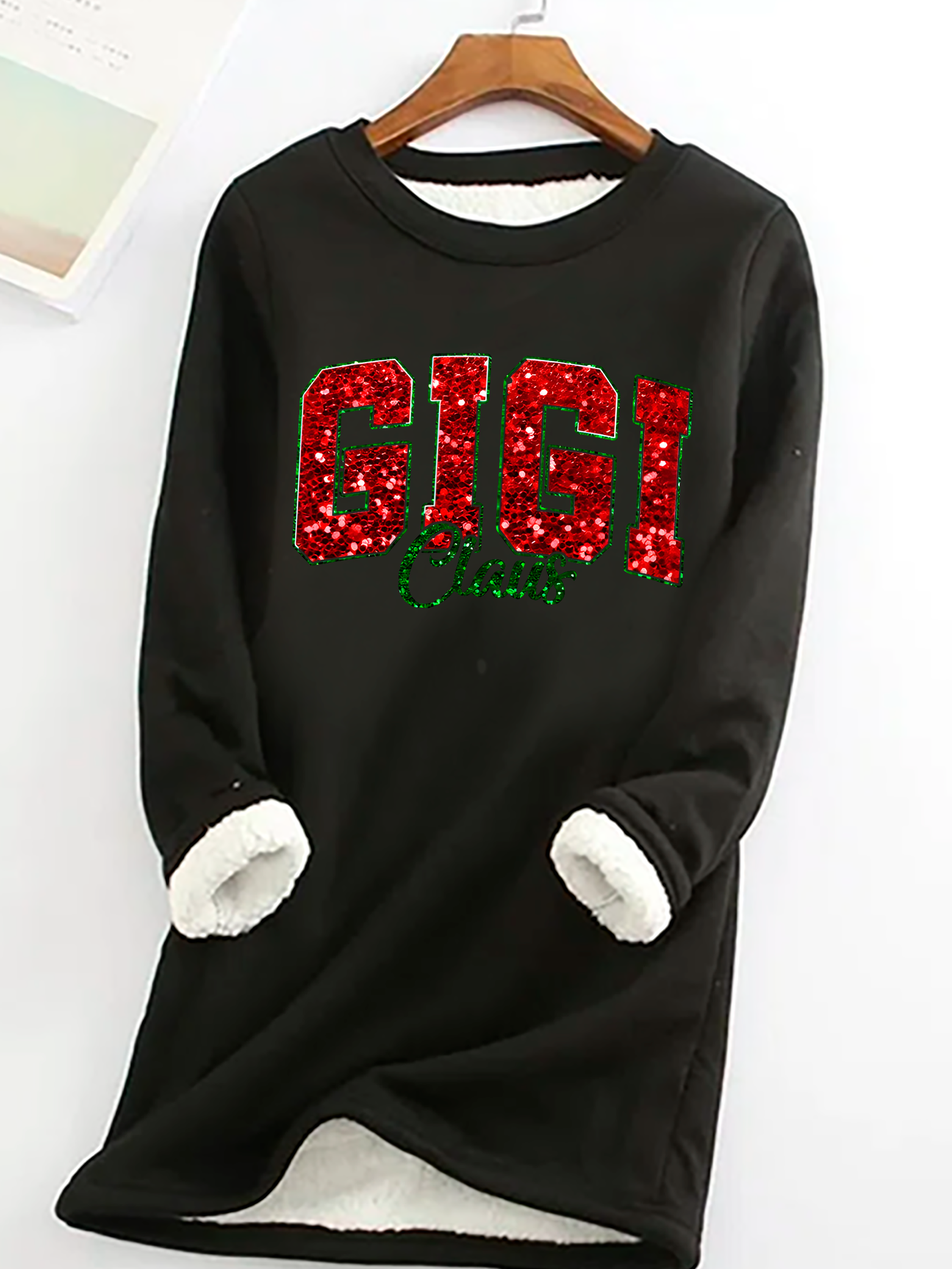 Gigi Claus Casual Fluff Fleece Fabric Sweatshirt