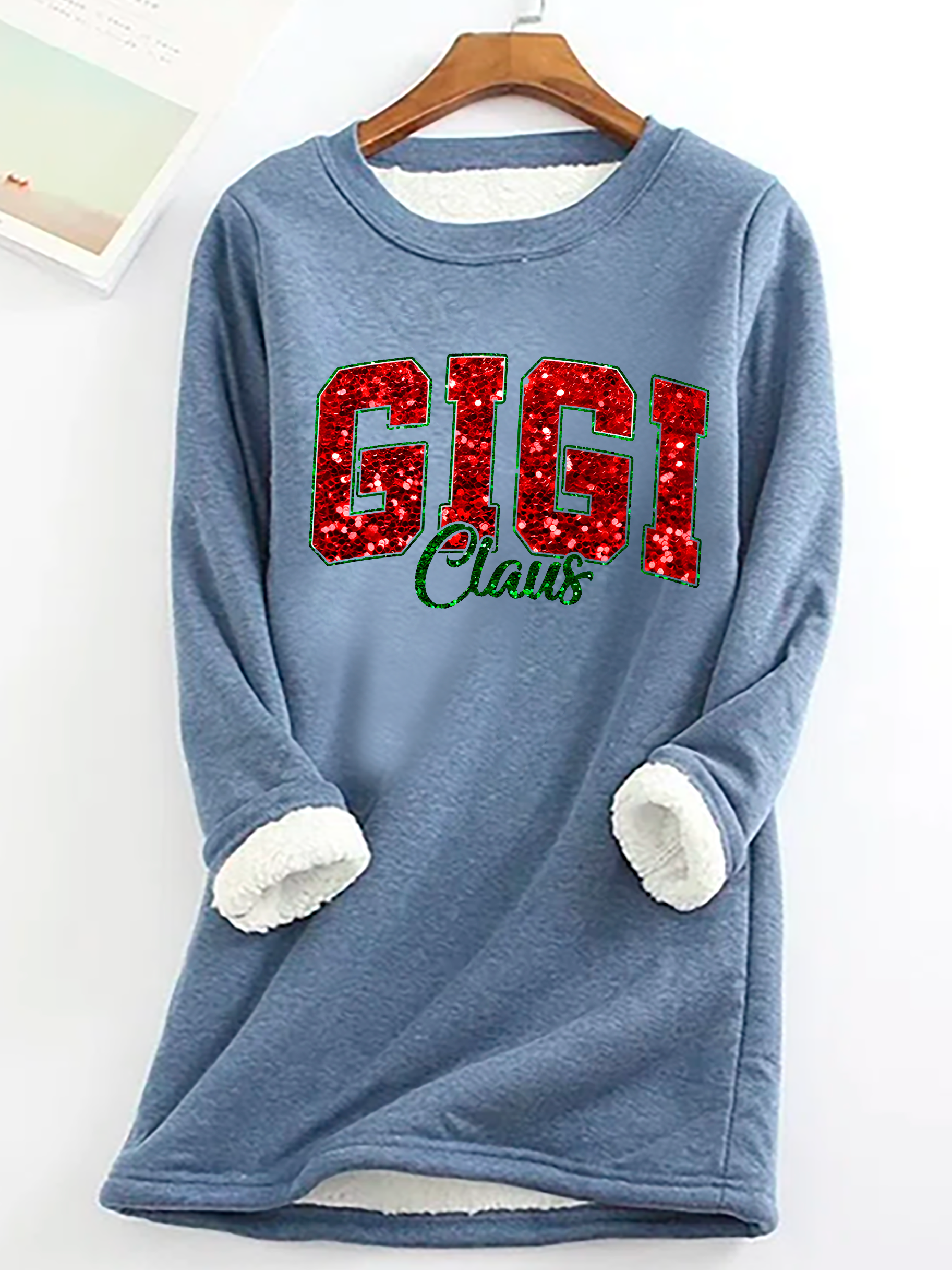 Gigi Claus Casual Fluff Fleece Fabric Sweatshirt