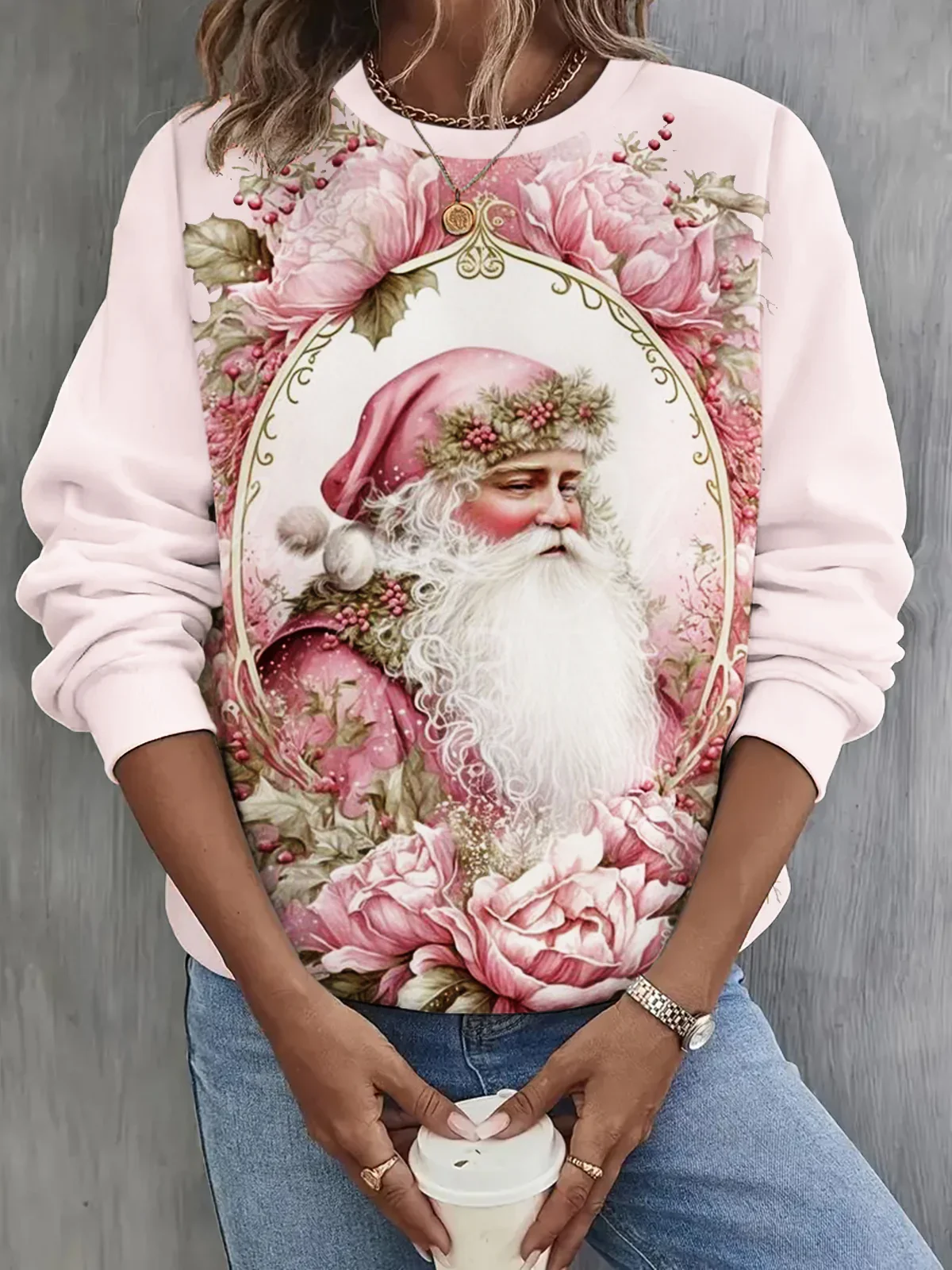 Christmas Santa Printed Casual Sweatshirt