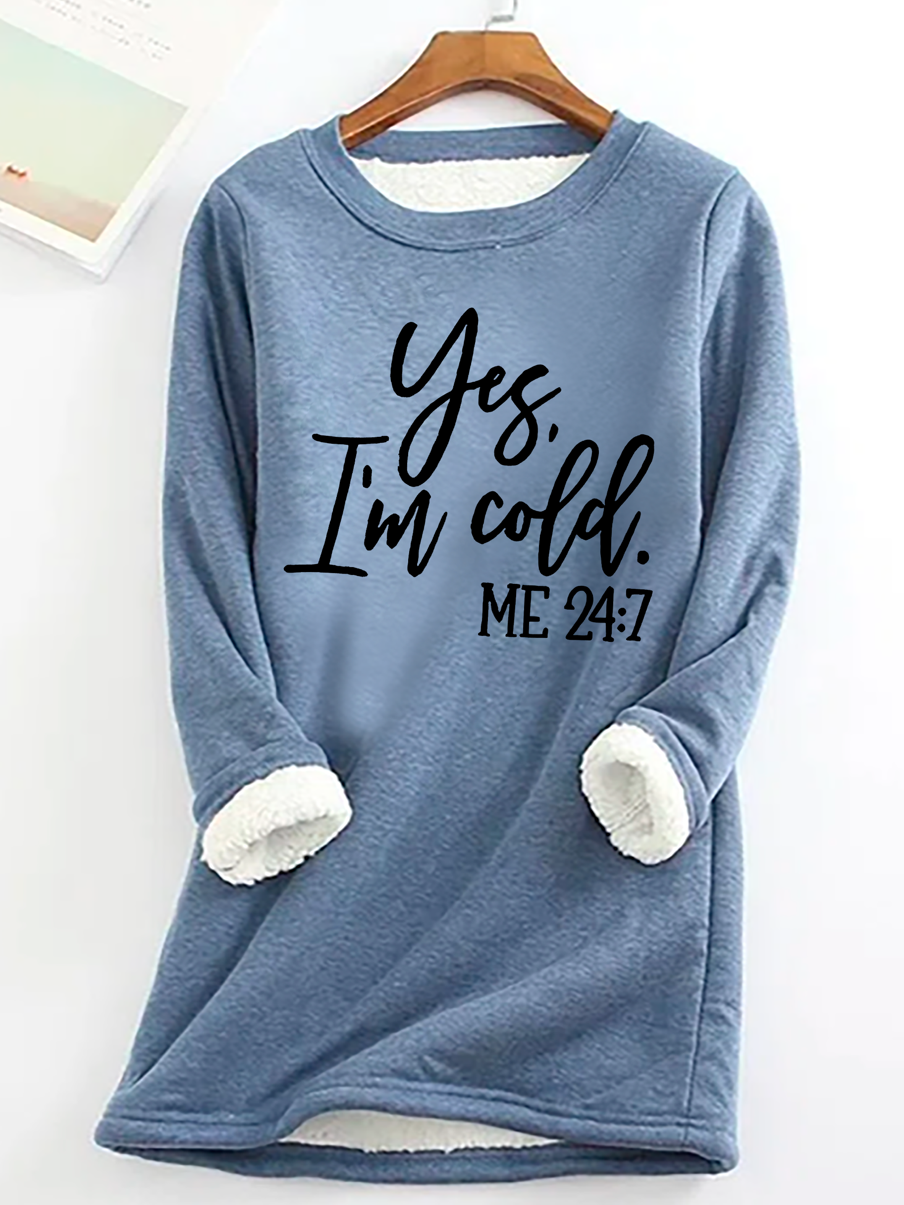 Yes I'm Cold Casual Fluff Fleece Fabric Sweatshirt