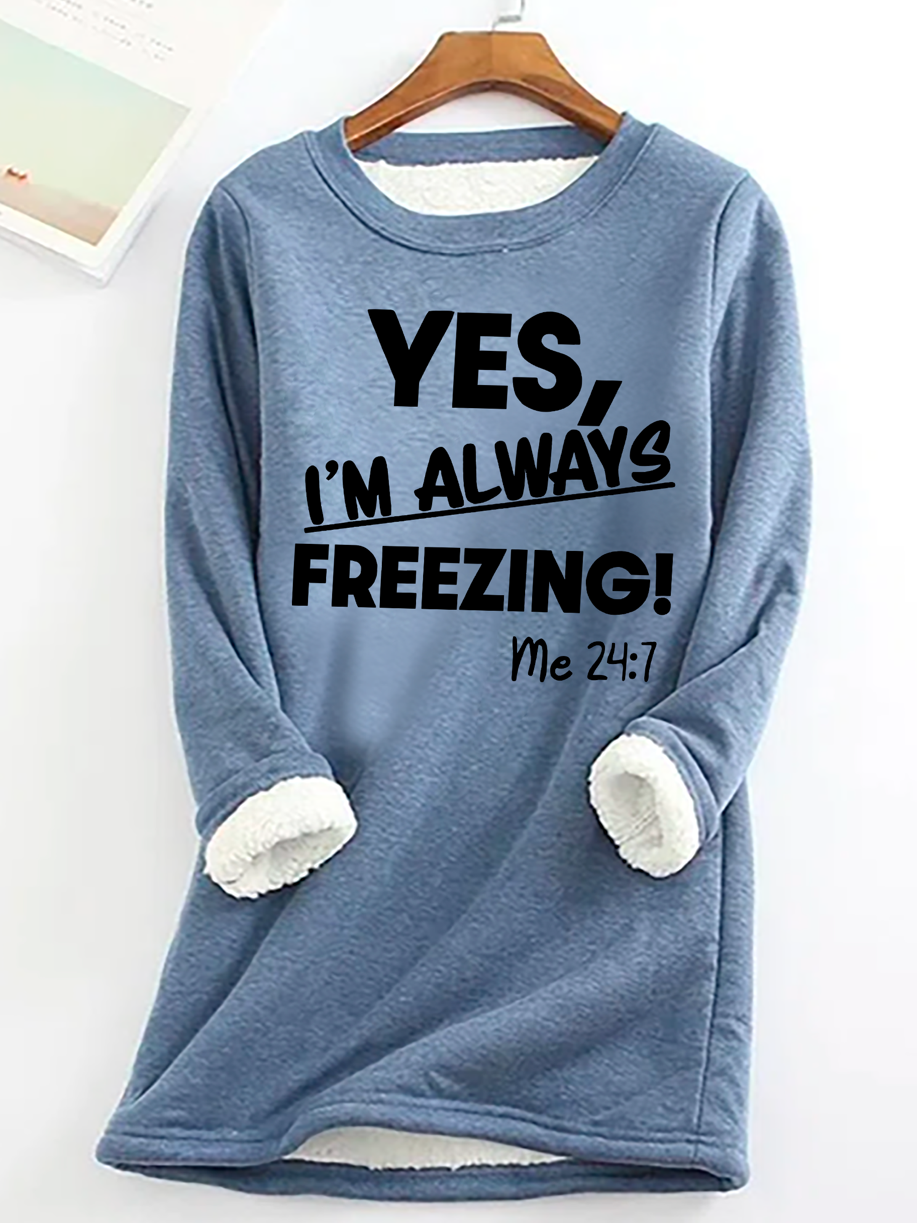 Yes，I'm Always Ferrzing Casual Fluff Fleece Fabric Sweatshirt