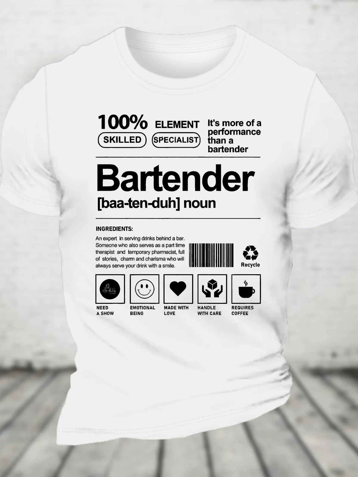 Bartender Cotton T-Shirtw