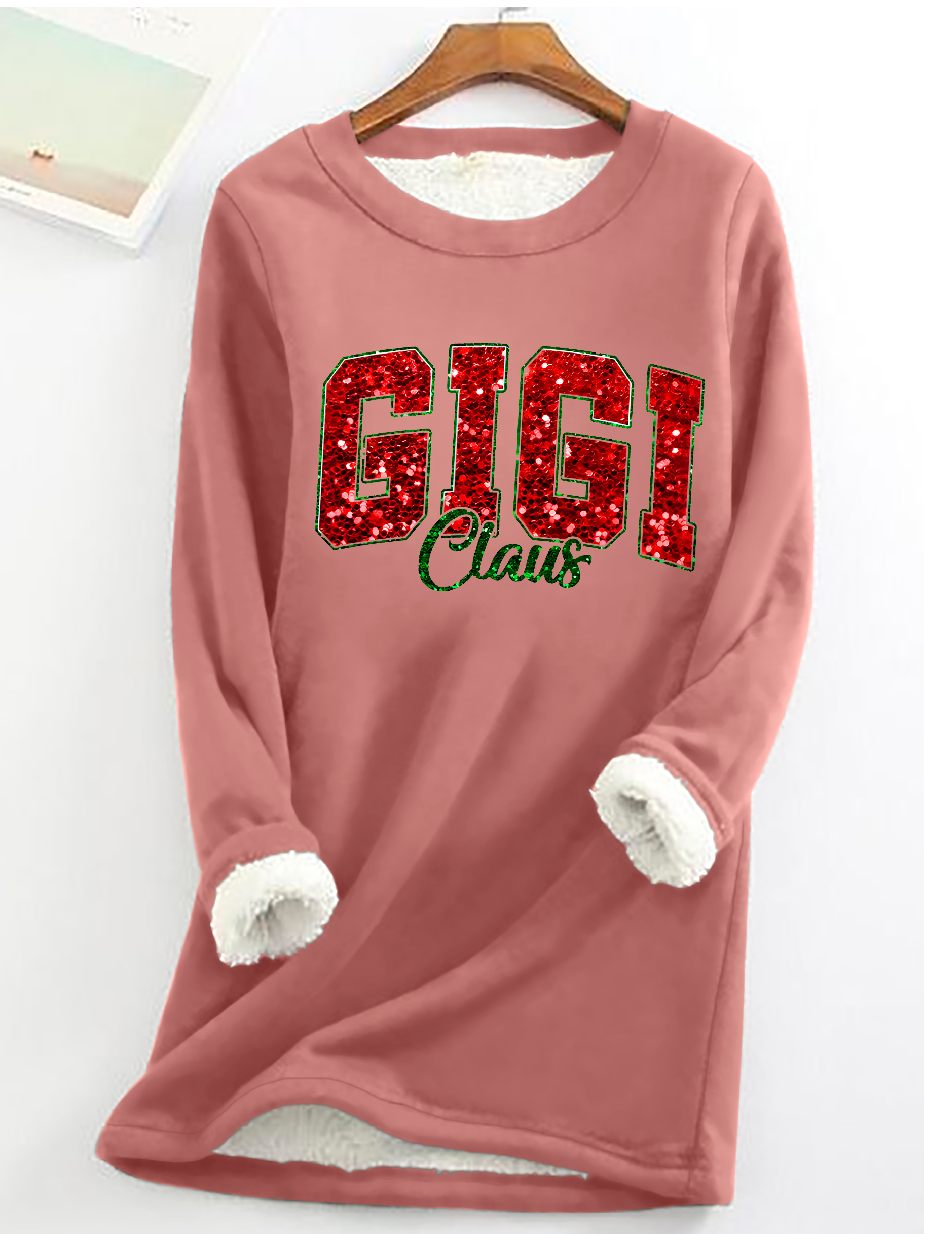 Gigi Claus Casual Fluff Fleece Fabric Sweatshirt