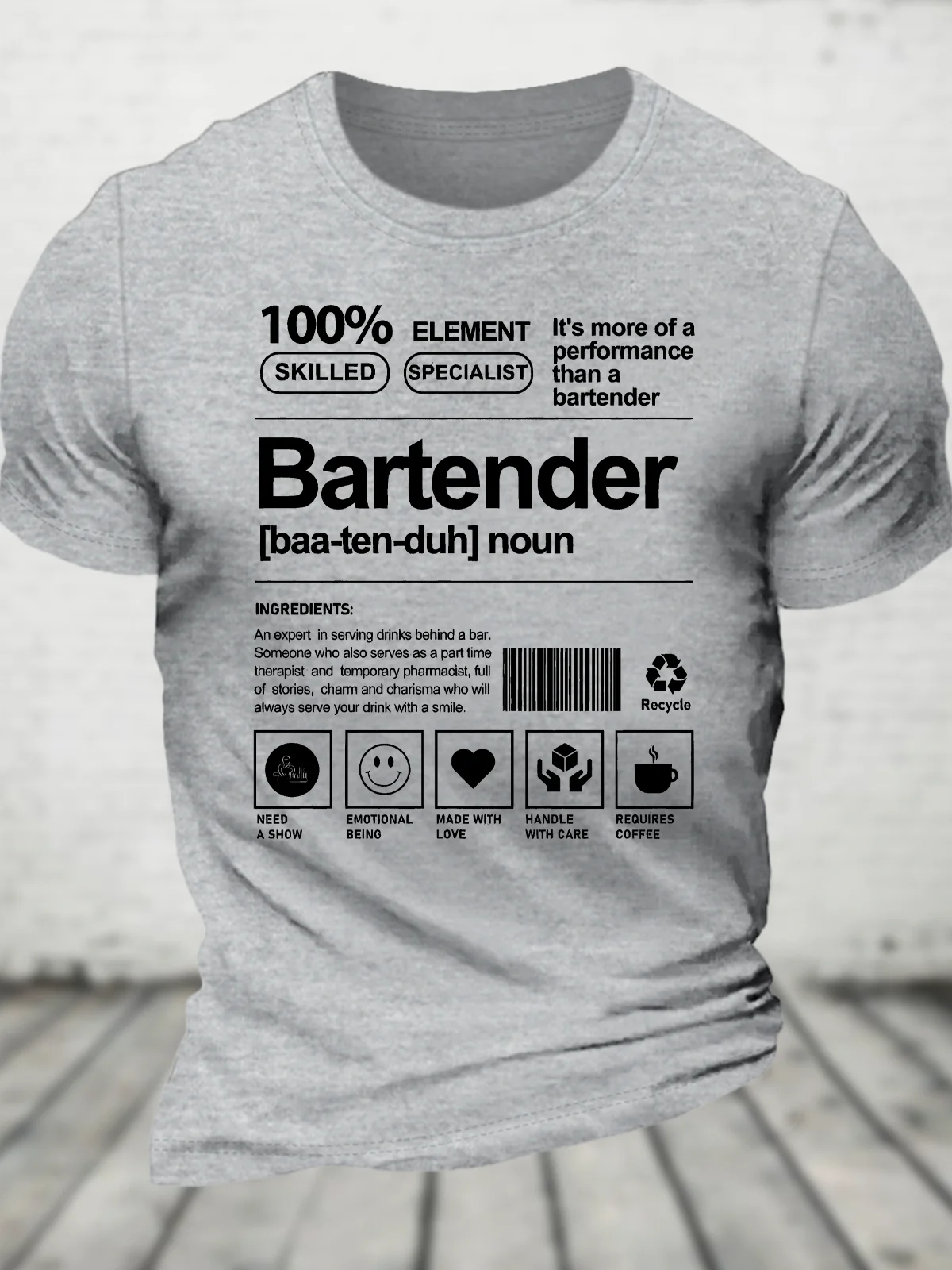 Bartender Cotton T-Shirtw