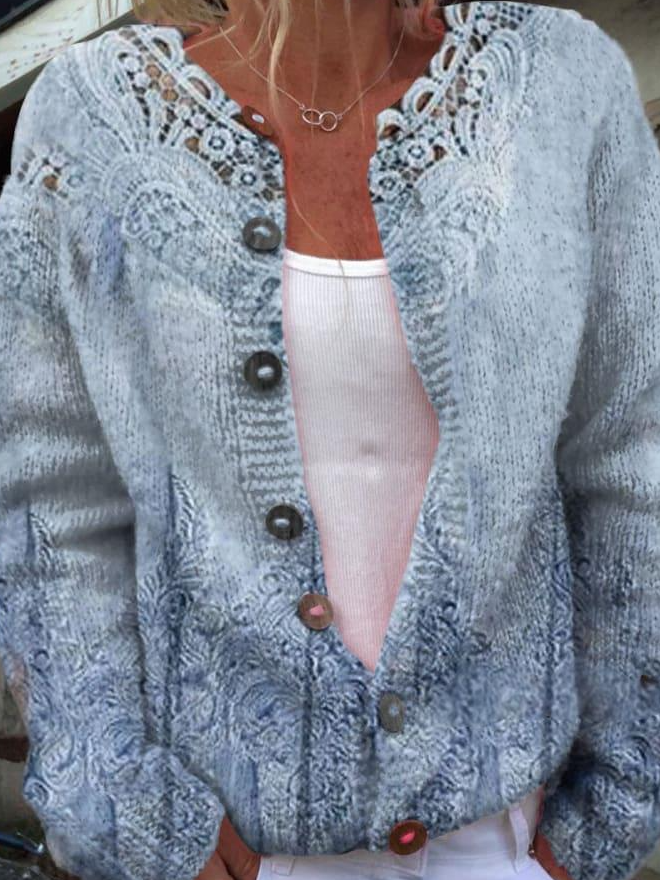 Loose Knitted 3D Printing Vintage Cardigan