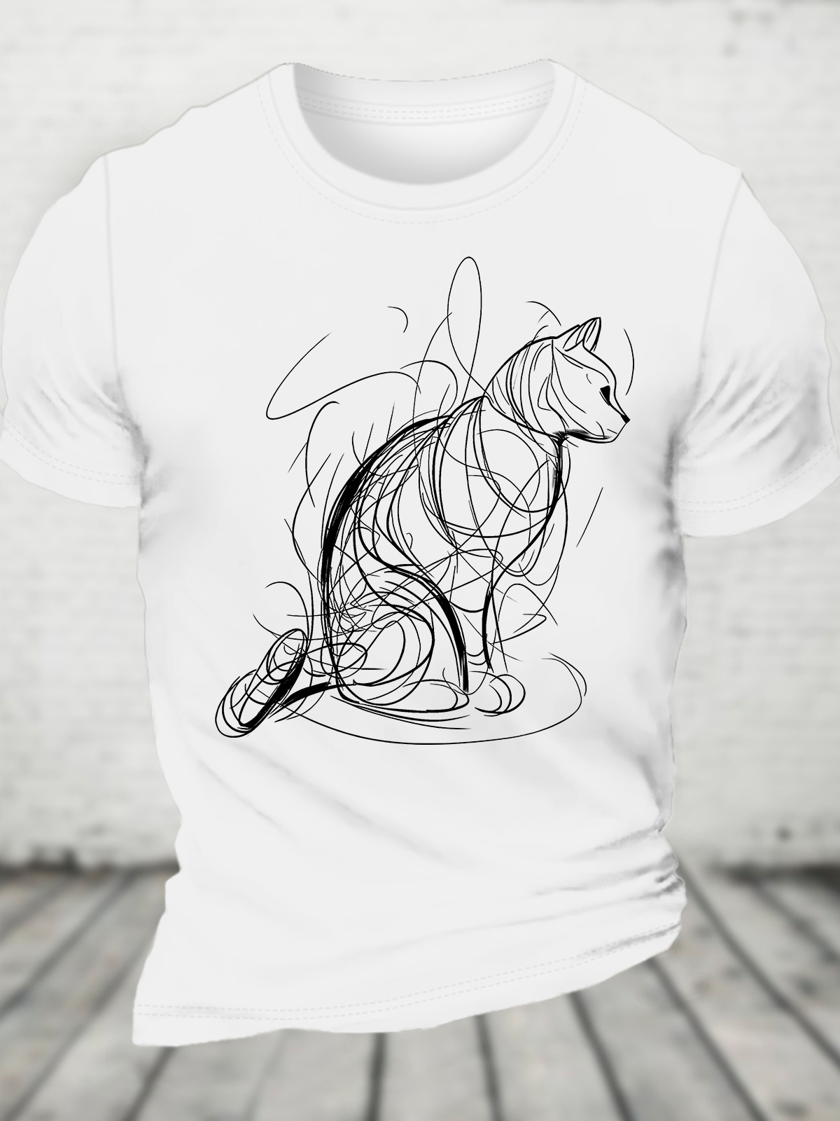 Cat Lines Cotton T-Shirt