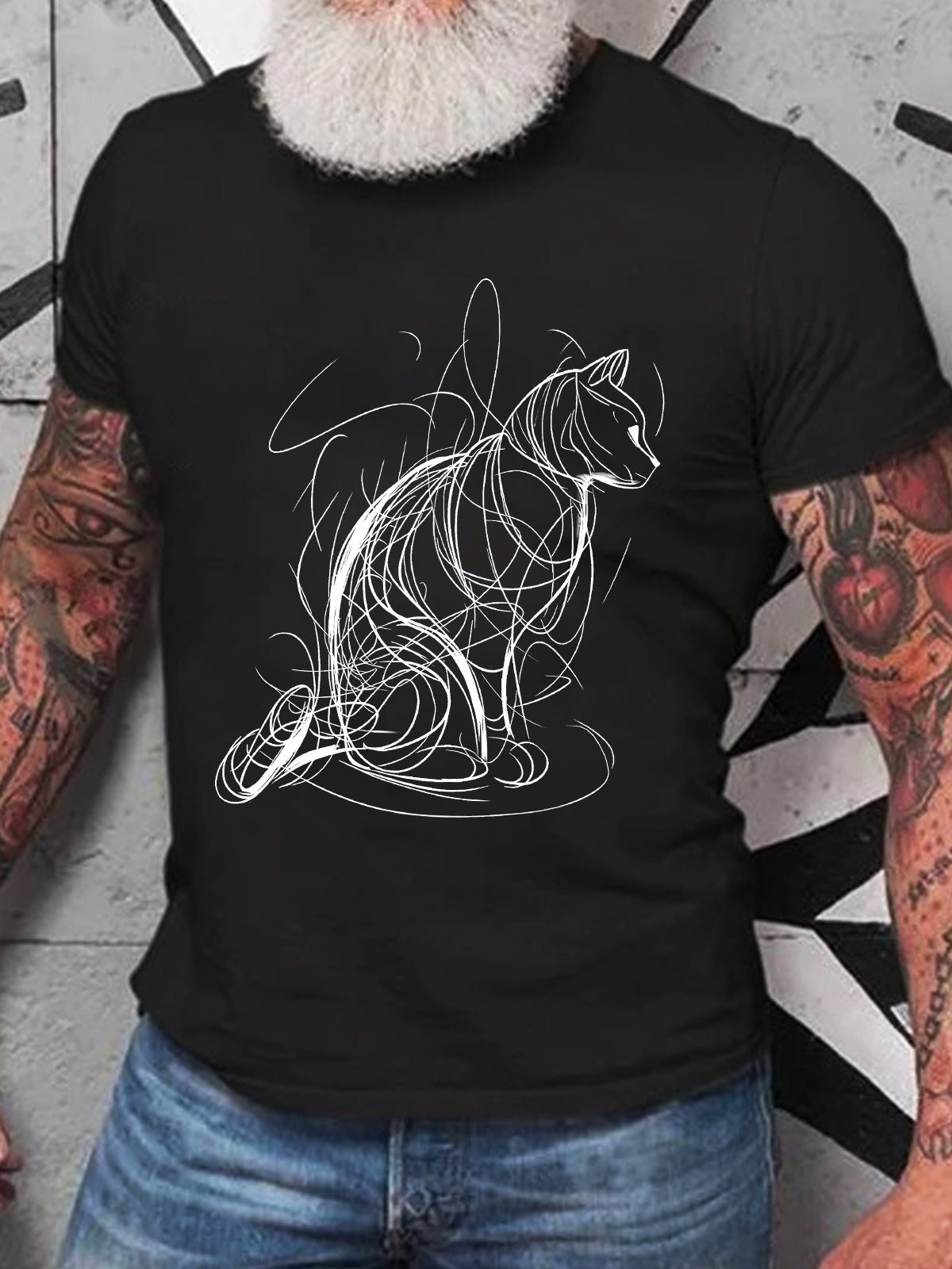 Cat Lines Cotton T-Shirt