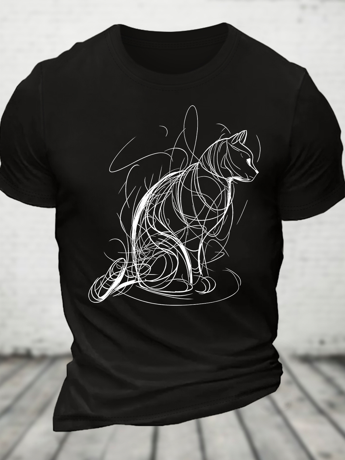 Cat Lines Cotton T-Shirt