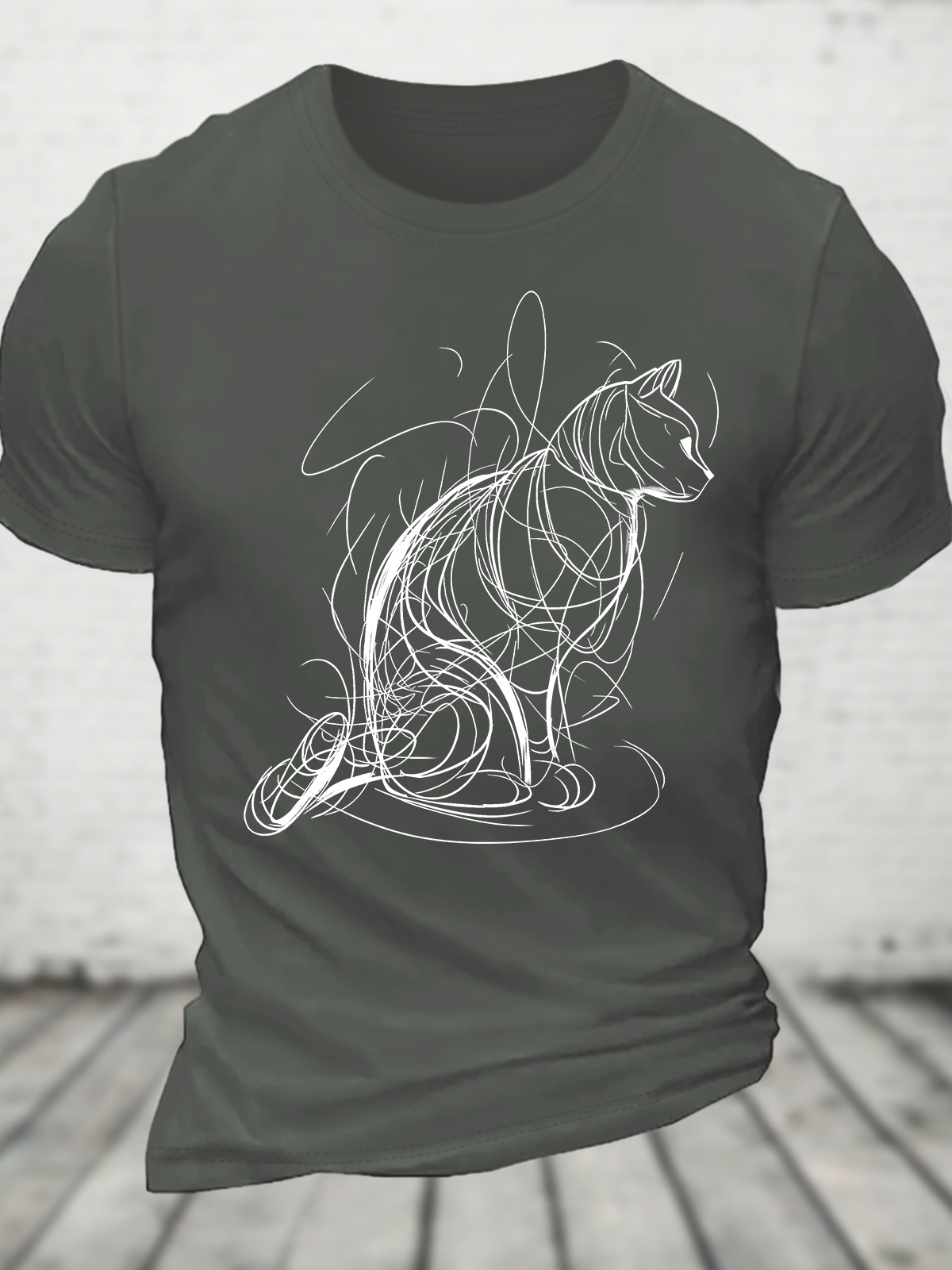 Cat Lines Cotton T-Shirt