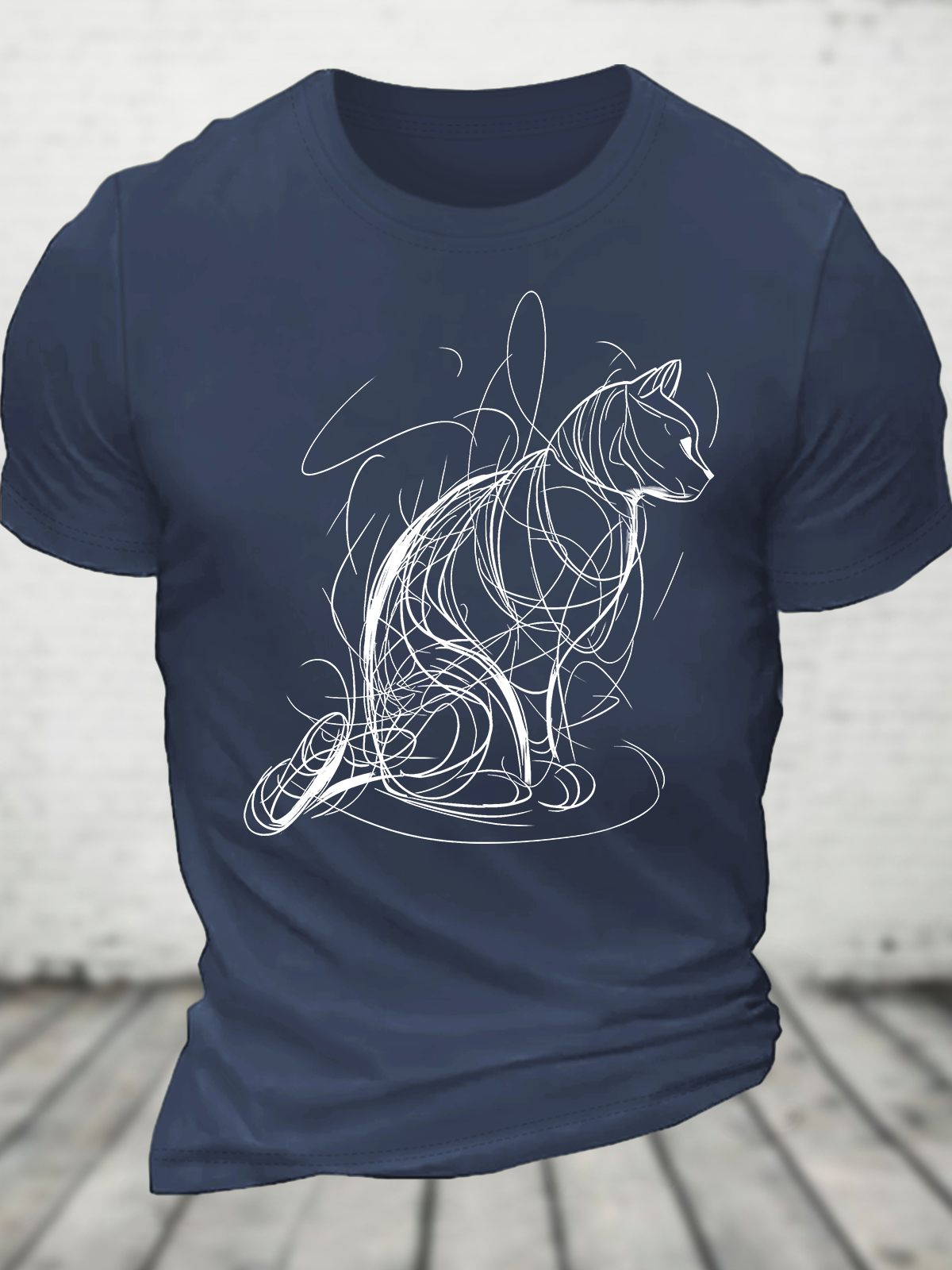 Cat Lines Cotton T-Shirt