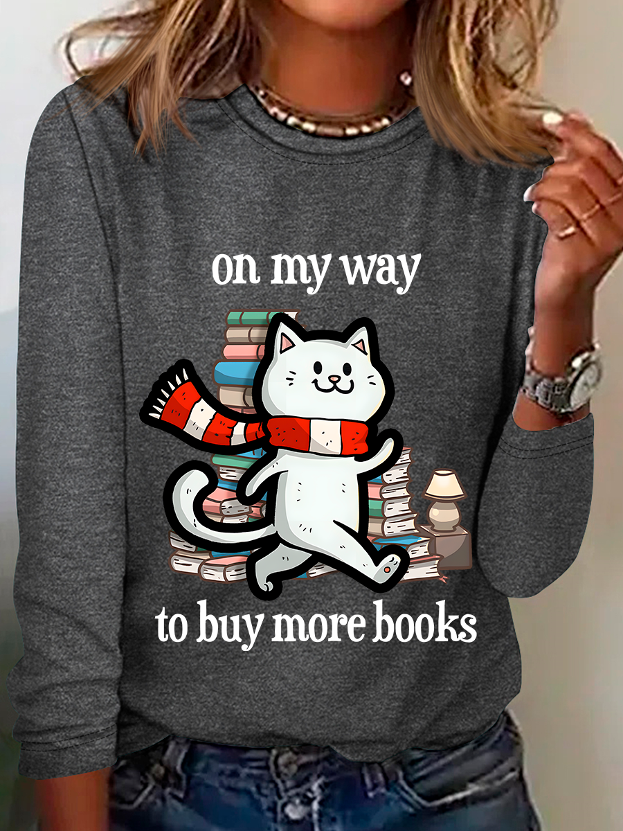 On My Way To Buy More Books Casual Long Sleeve Shirt