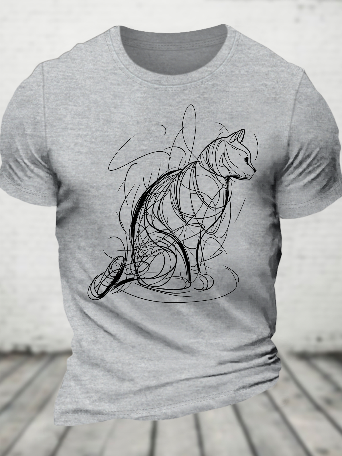 Cat Lines Cotton T-Shirt