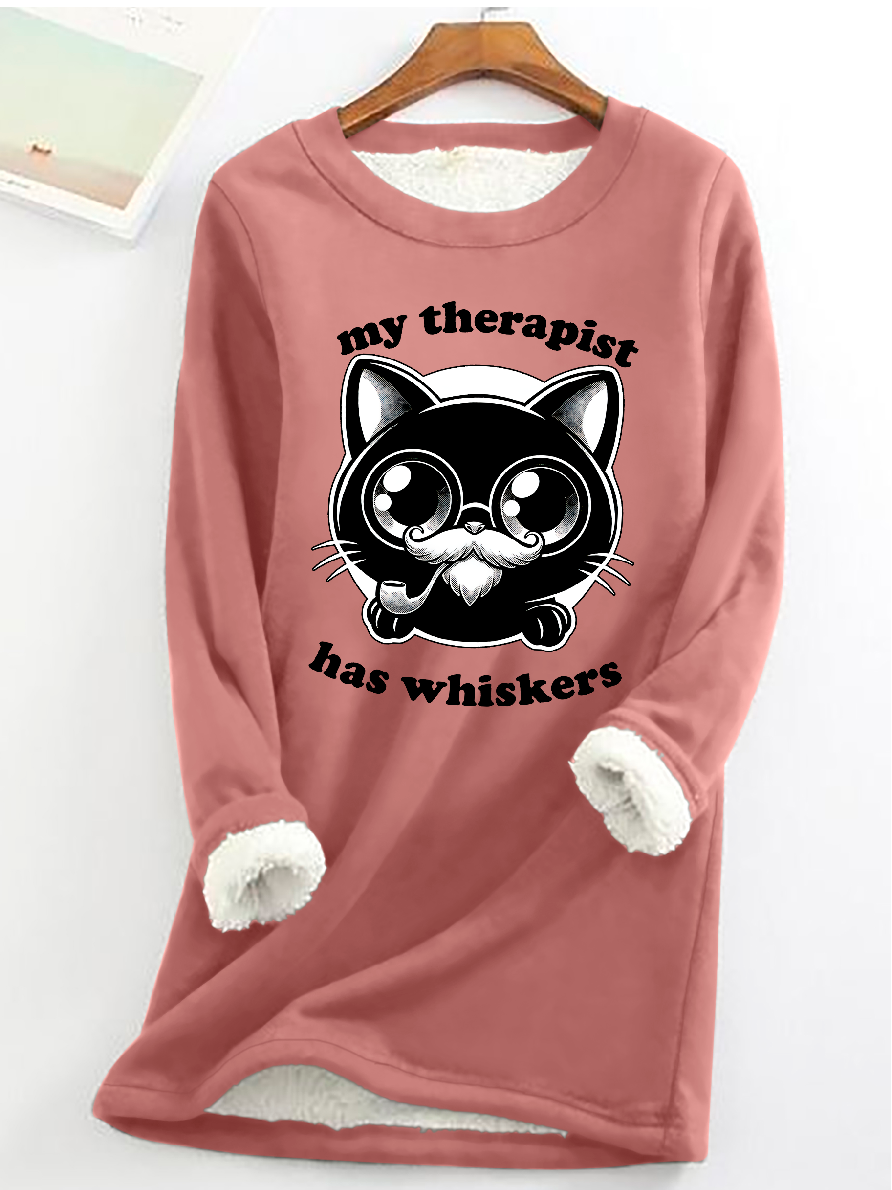 Therapist Cat - Cute Irony Pet Casual Fluff Fleece Fabric Sweatshirt