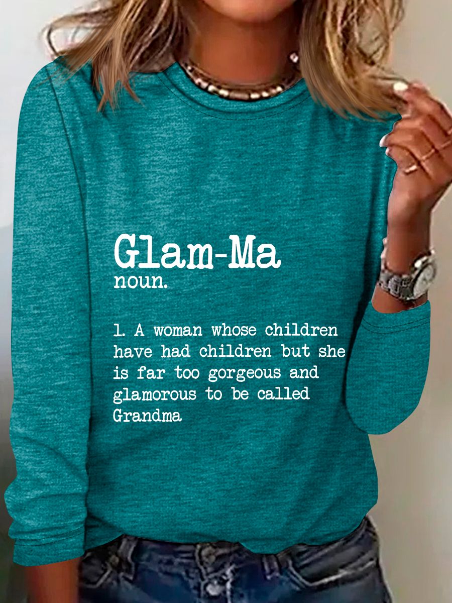 Glam-Ma Dictionary Definition Grandma Casual Long Sleeve Shirt