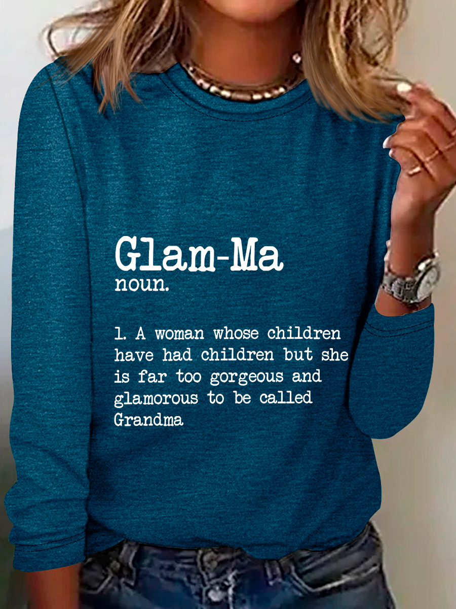 Glam-Ma Dictionary Definition Grandma Casual Long Sleeve Shirt