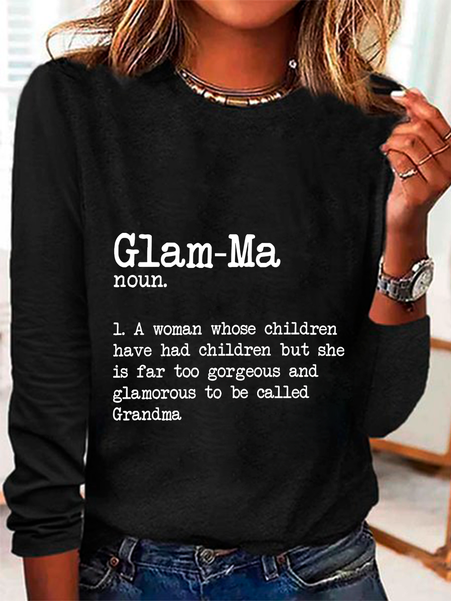 Glam-Ma Dictionary Definition Grandma Casual Long Sleeve Shirt