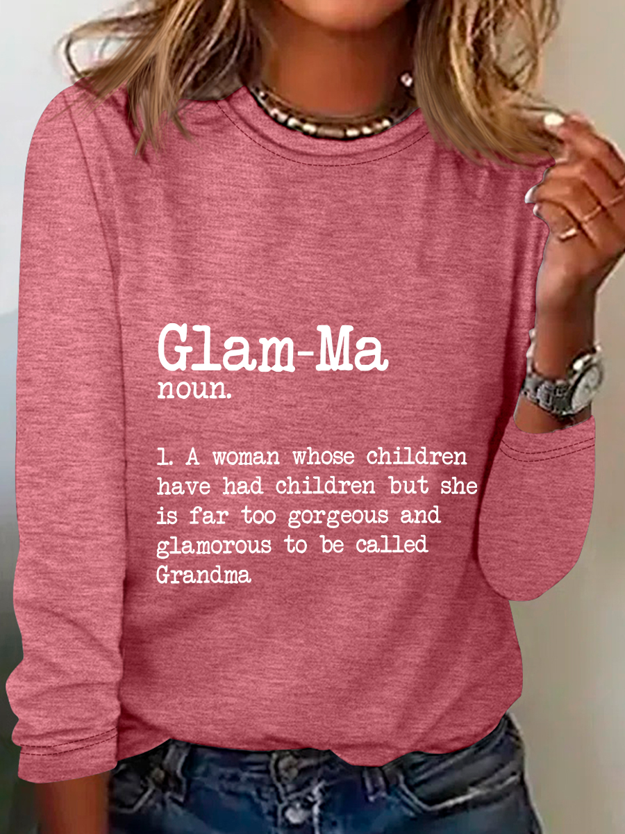 Glam-Ma Dictionary Definition Grandma Casual Long Sleeve Shirt