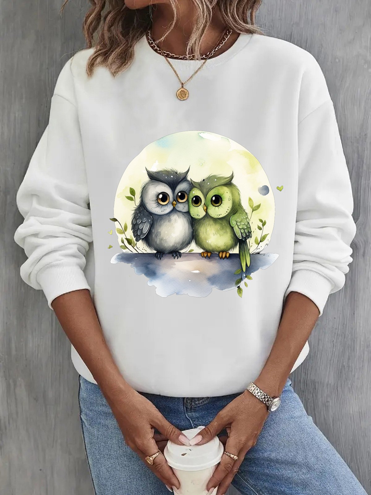 Bird Crew Neck Casual Sweatshirt