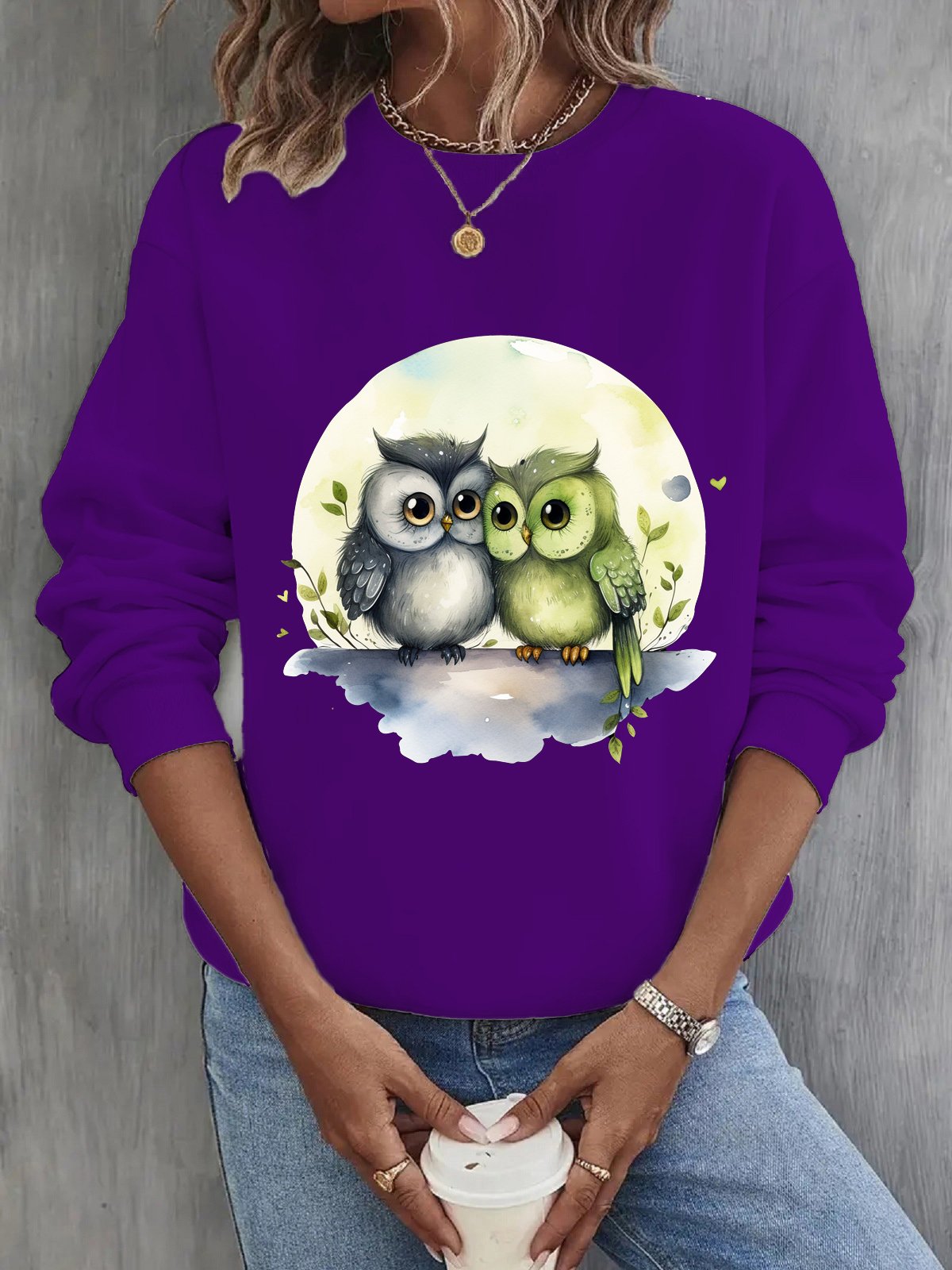 Bird Crew Neck Casual Sweatshirt